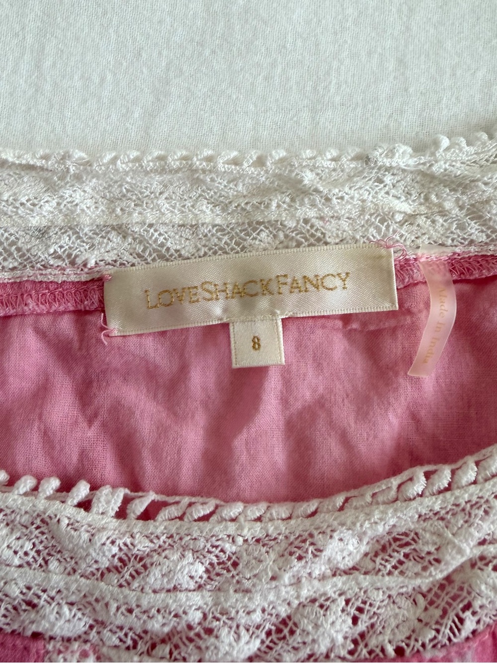 LoveShackFancy Pink & White Floral Ryan Lace Inset Ruffle Maxi Dress - Picture 5 of 7